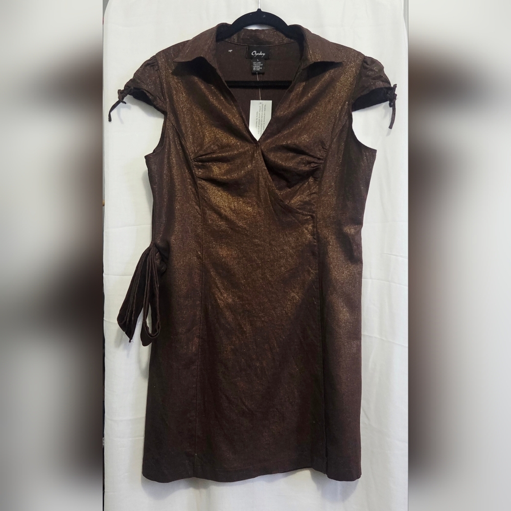 Chesley brand, short metallic brown dress.